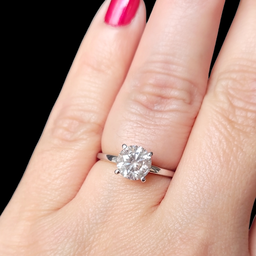 Diamond Solitaire Vntg 1.60ct 4-Prong 14KT W Gold Natural Engagement Anniversary